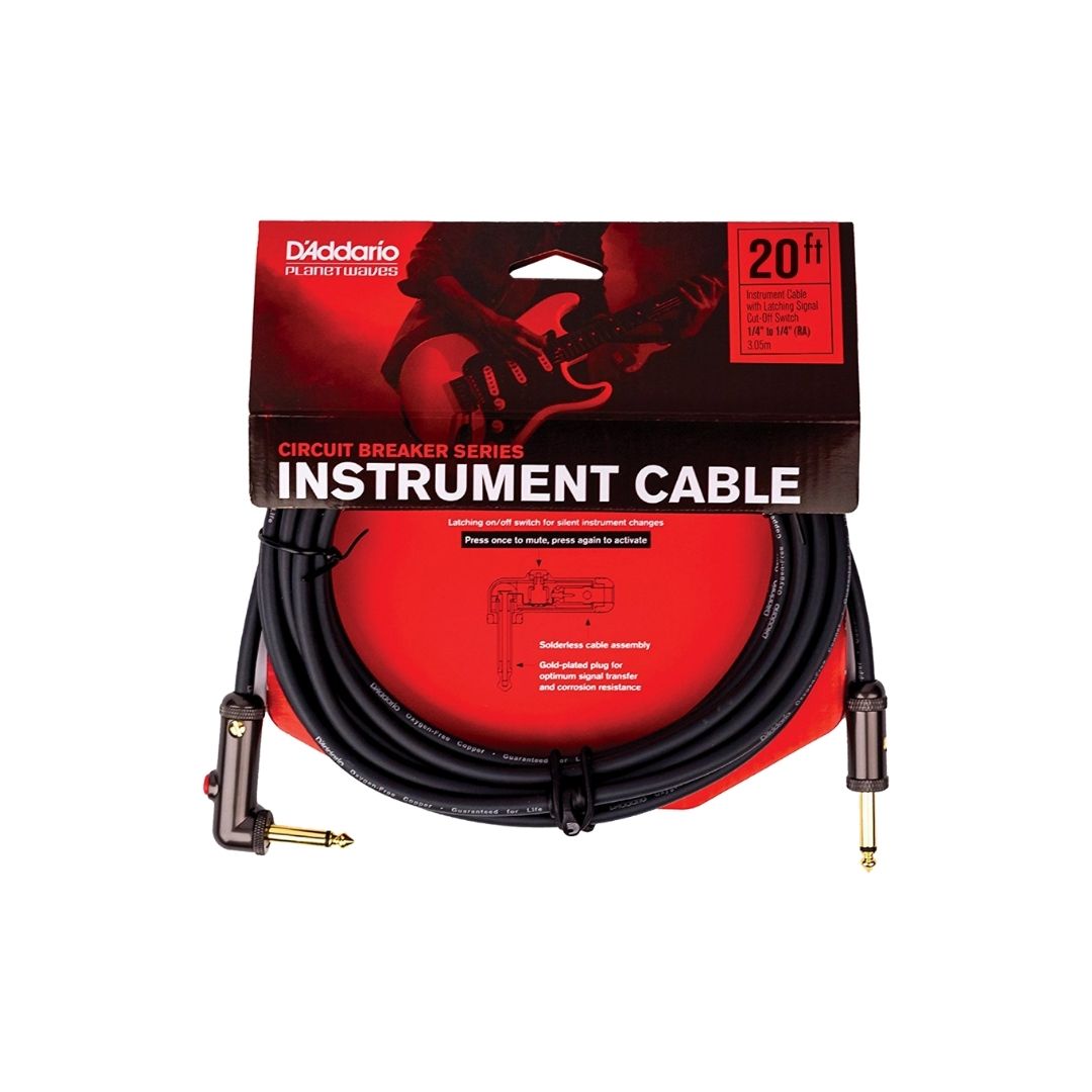 PWAGRA20 Cable plug ¼" mono - plug ¼" (90º) mono, con circuit breaker