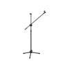 BY755 Stand con boom para mic, telescópico, base trípode, negro