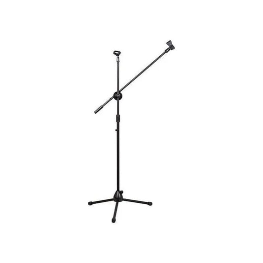 BY755 Stand con boom para mic, telescópico, base trípode, negro