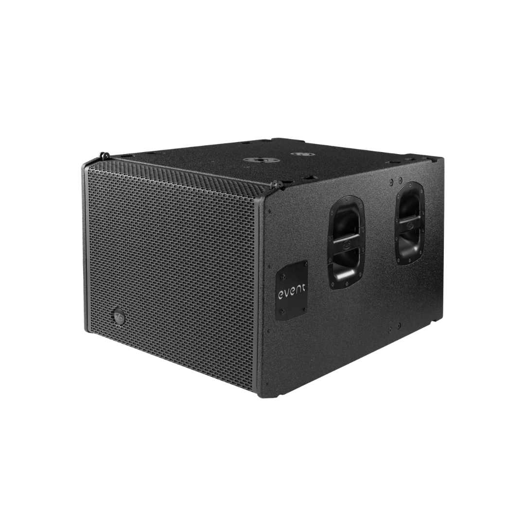 EVENT118A Corneta sub-bajo, amplificada, posee 1-18", 1000Wrms, 134dB