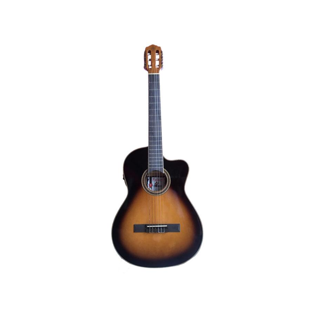 FINACEQVSFSH Guitarra electroacustica, cuerdas de nylon, fishman, vintage sunbust