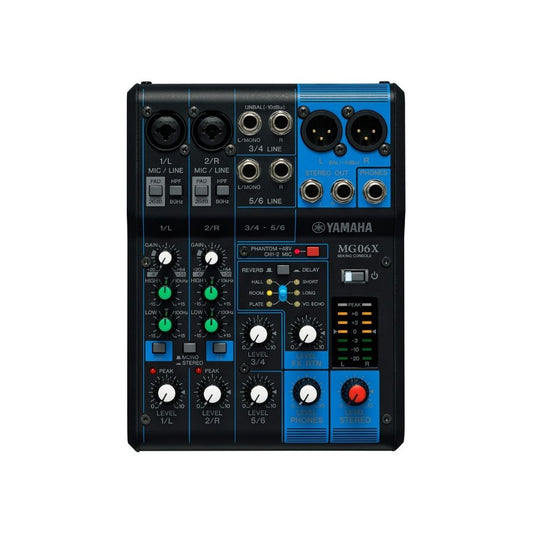 MG06X Consola de audio. Canales:2mics+2mono+2estereo. 1estereo bus. Efx